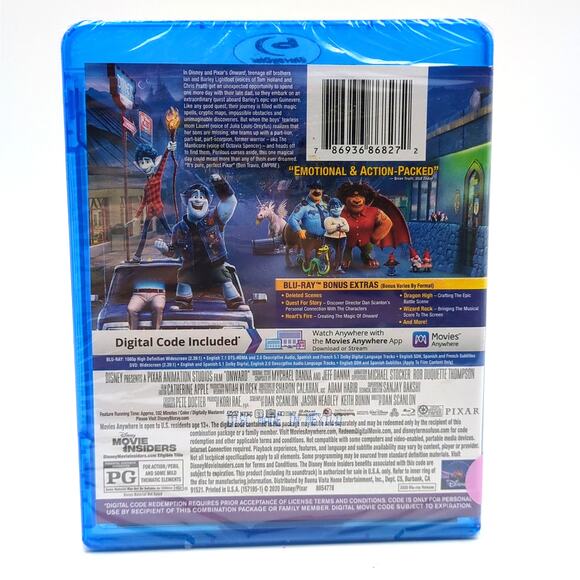 Onward Blu Ray DVD Digital Code Disney Pixar New Sealed Tom Holland Chris Pratt - Picture 2 of 2